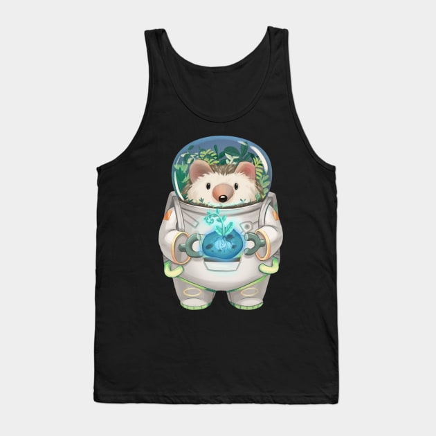 Solarpunk Astronaut Hedgehog Tank Top by PamelooArt